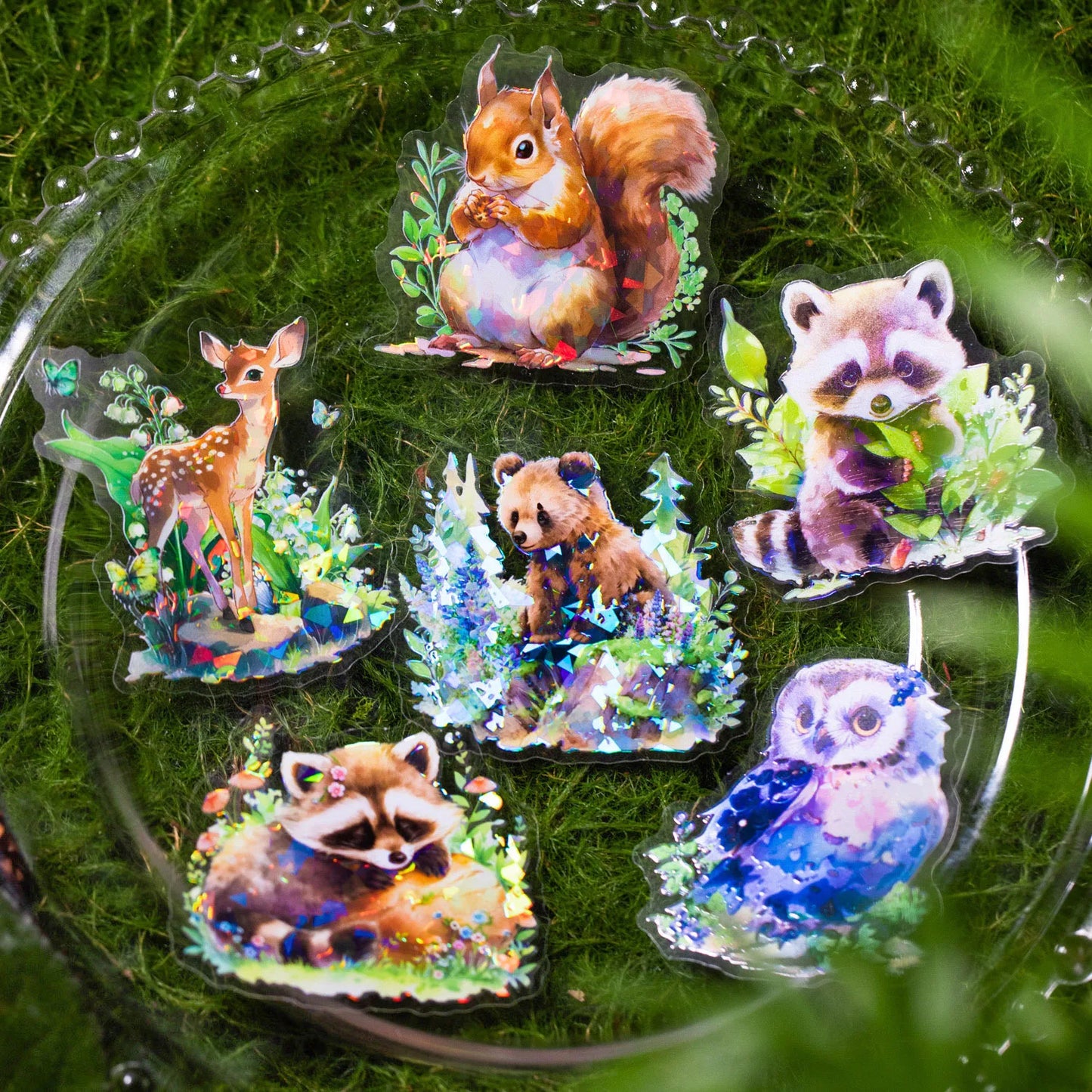 Kawaii Animal Forest Holo Stickers