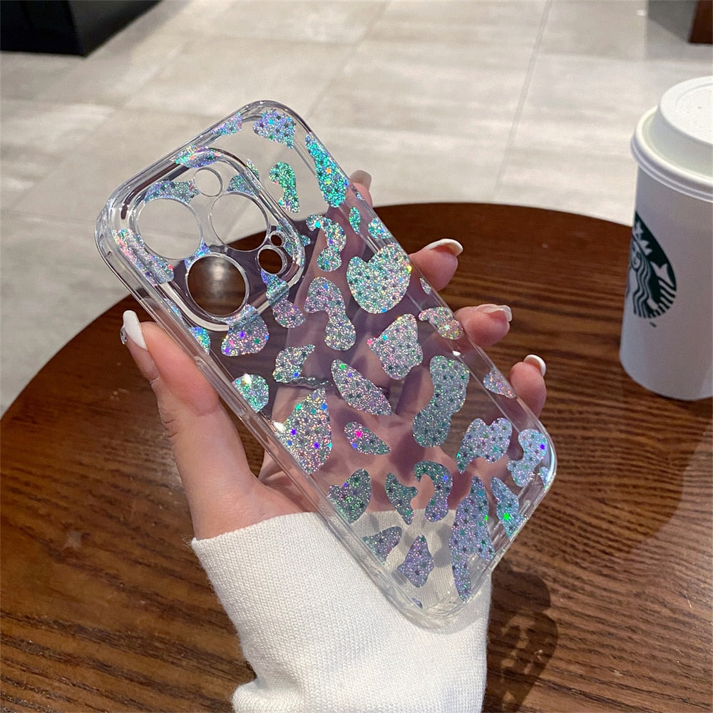 Holo Clear Cute Love Heart Soft iPhone Case