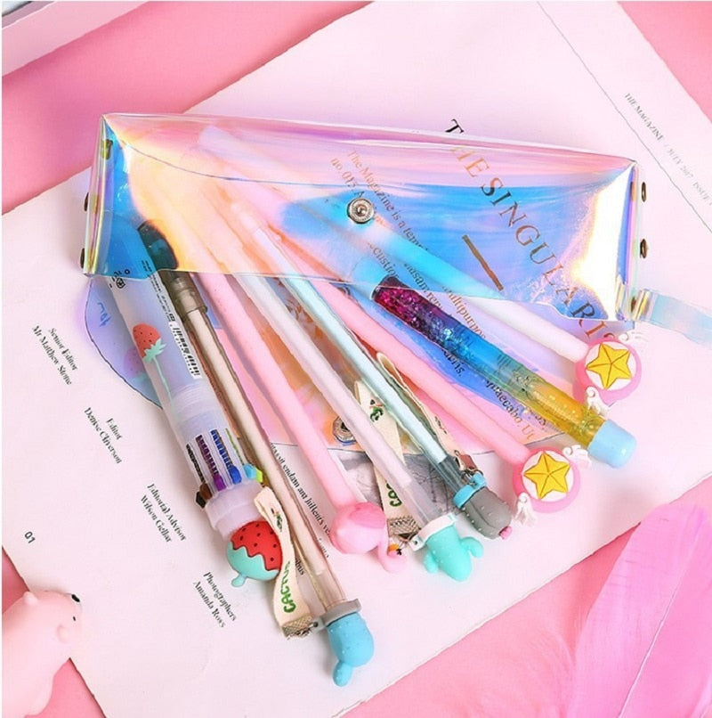 Clear Iridescent Pencil Case