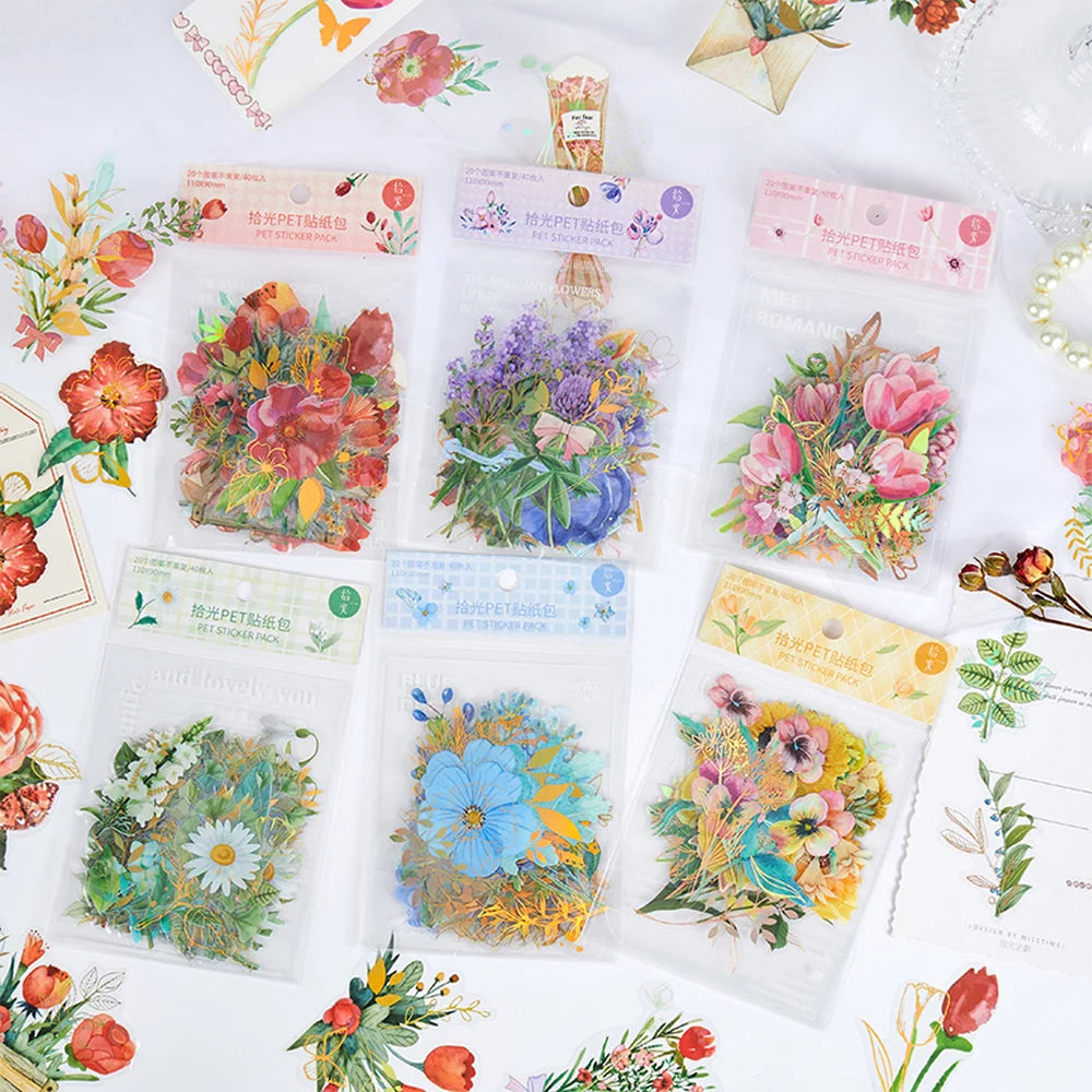 Aesthetic Flower Holo Stickers Pack