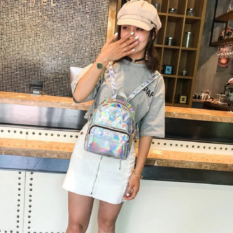 School Mini Travel Holographic Backpack