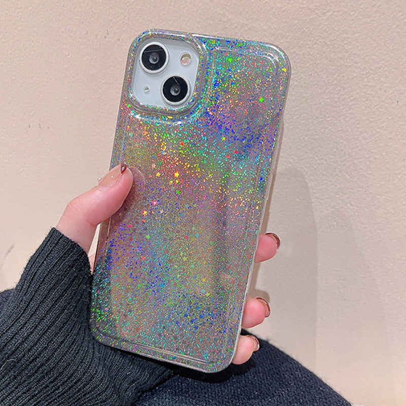 Holo Cute Glitter Stars iPhone Case