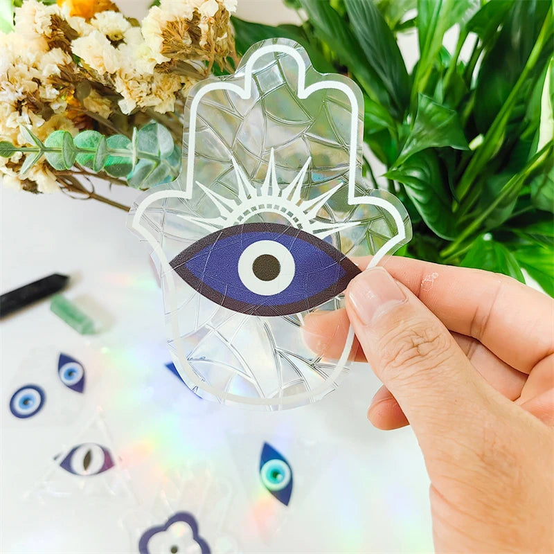 Sun Catcher Sticker Set: Butterfly /Evil Eye /Flower of Life /Palm Rainbow Static Stickers