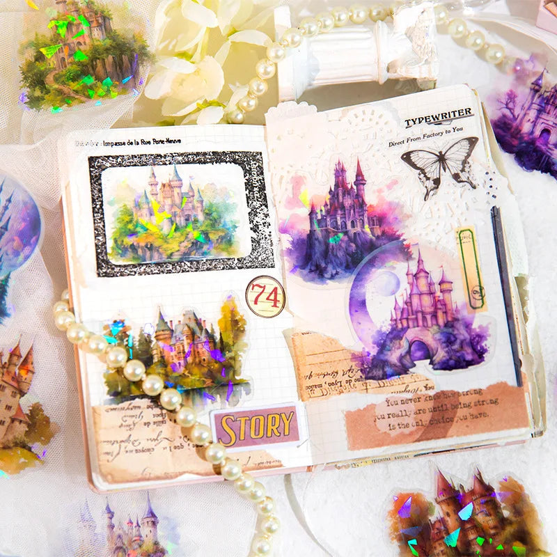 Kawaii Landscape Castle Holo Stickers