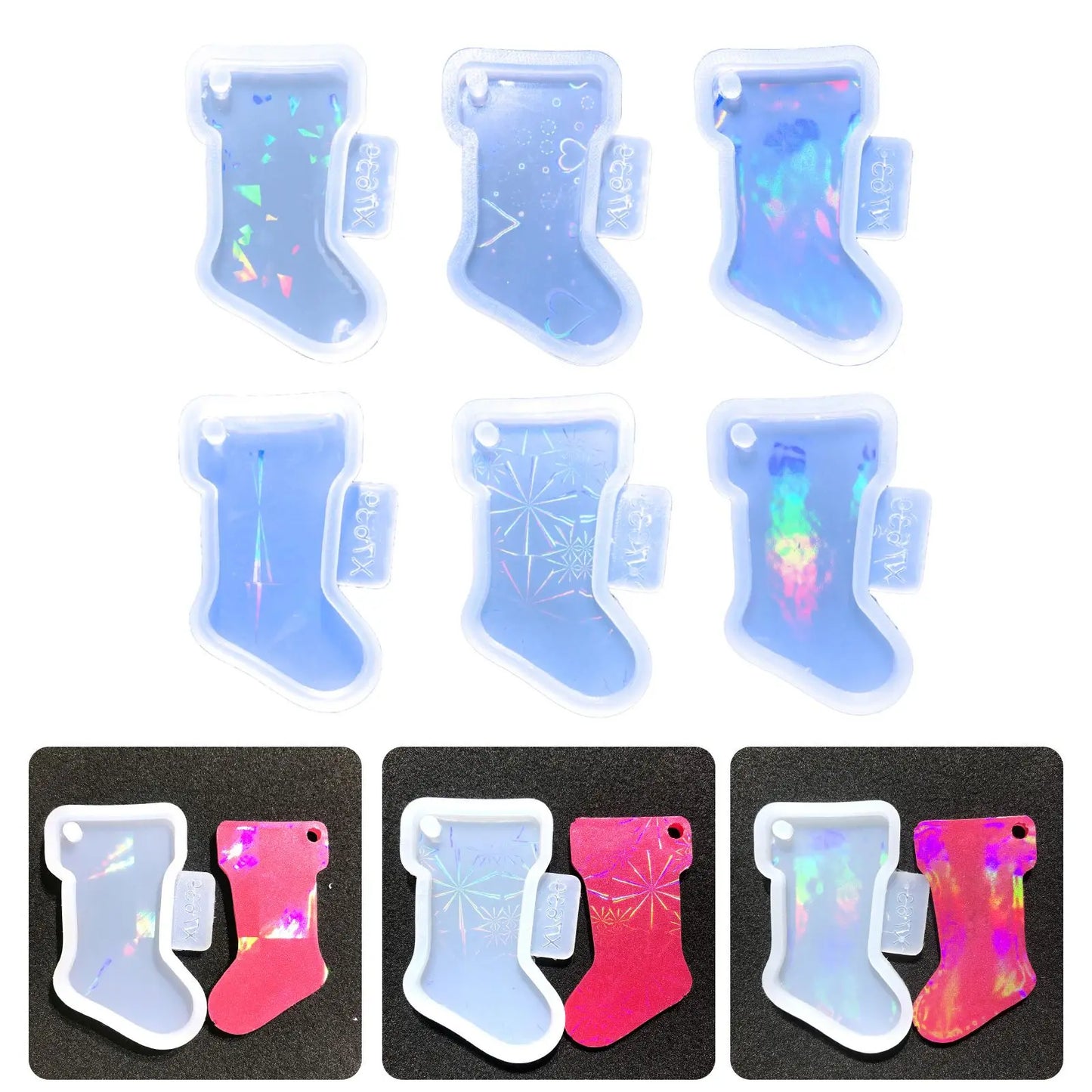 Assorted Holiday Holographic Silicone Moulds