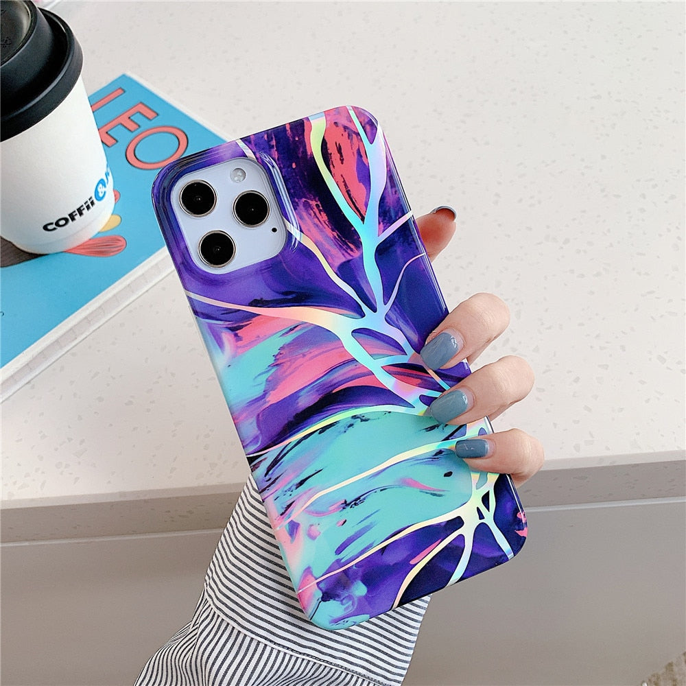 Holo Marble Case Soft Silicone iPhone Case