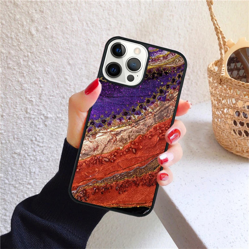 Geode opal iridescent marble Phone Case