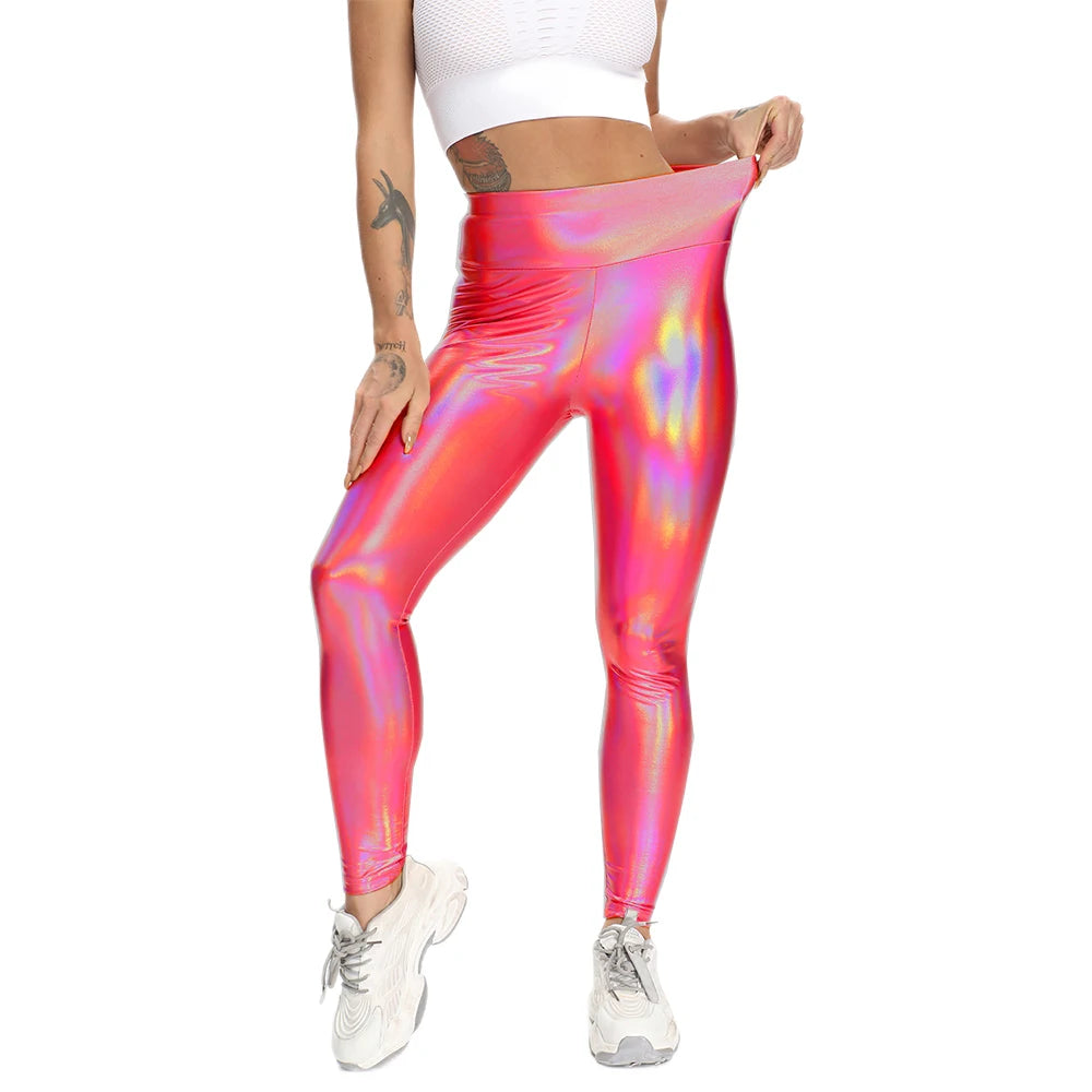 Shiny Holo Stretchy High Waist Leggings