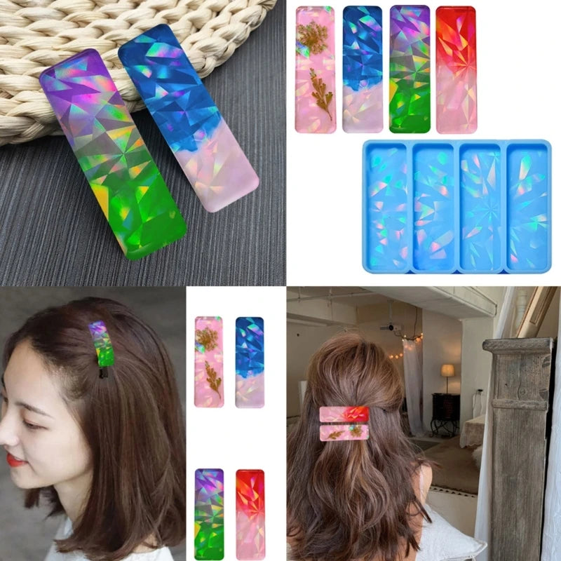 Holographic Barrettes Silicone Molds for Geometric Hair Clips