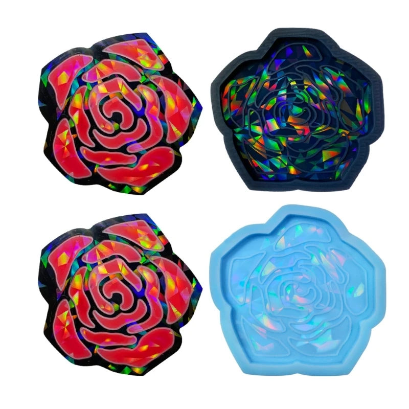 Holographic Flower Silicone Coaster Mold