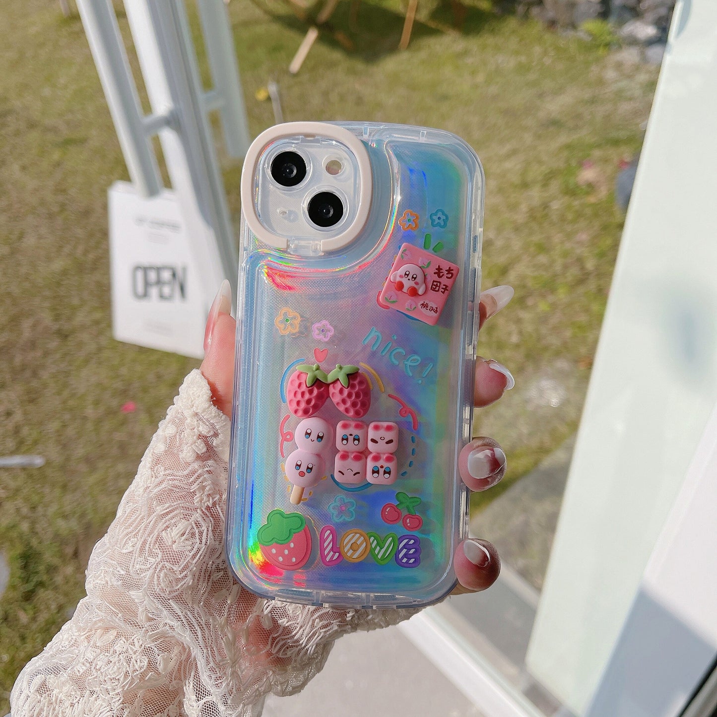 Holo 3D Kirbys kawaii iPhone Case