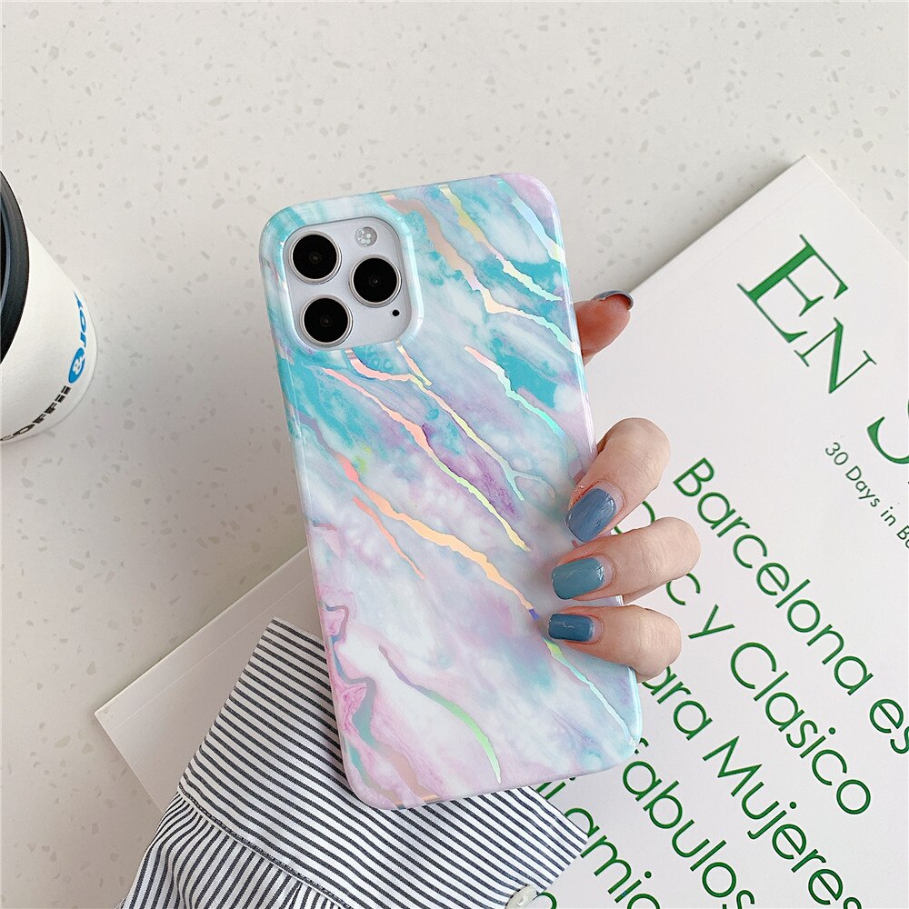 Holo Marble Case Soft Silicone iPhone Case