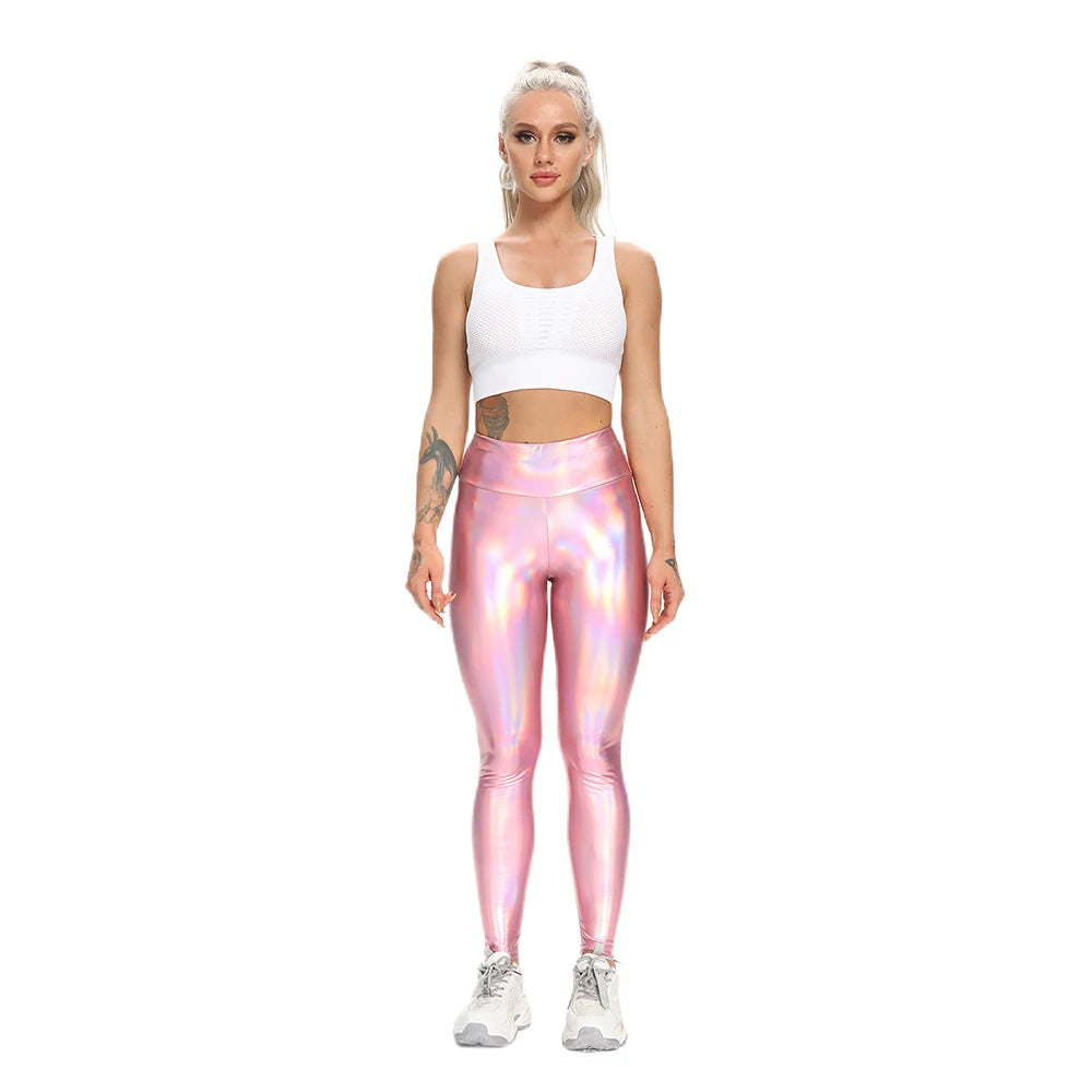 Shiny Holo Stretchy High Waist Leggings