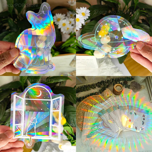 Rainbow Cat Bear Wolf Spaceship Planet Sun Catchers