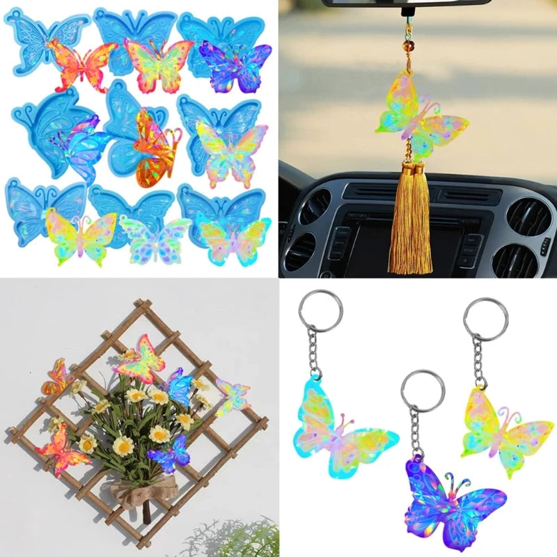 Holographic Butterfly Keychain Silicone Mold with Hole