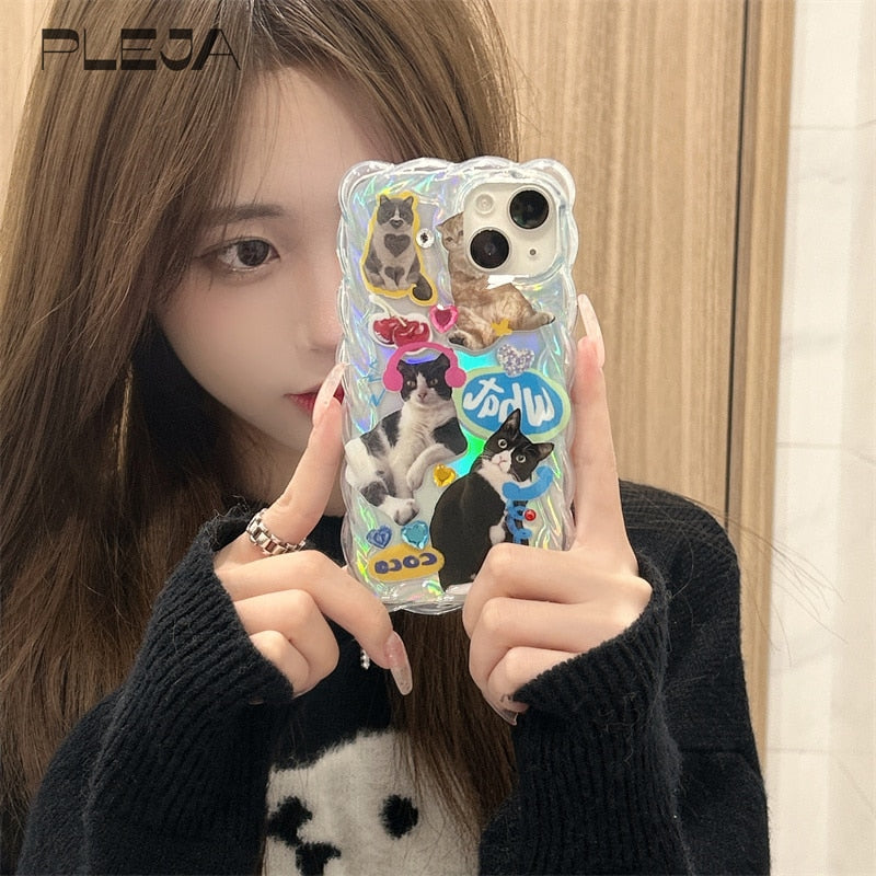 Holo Cute Cat Funny iPhone Case