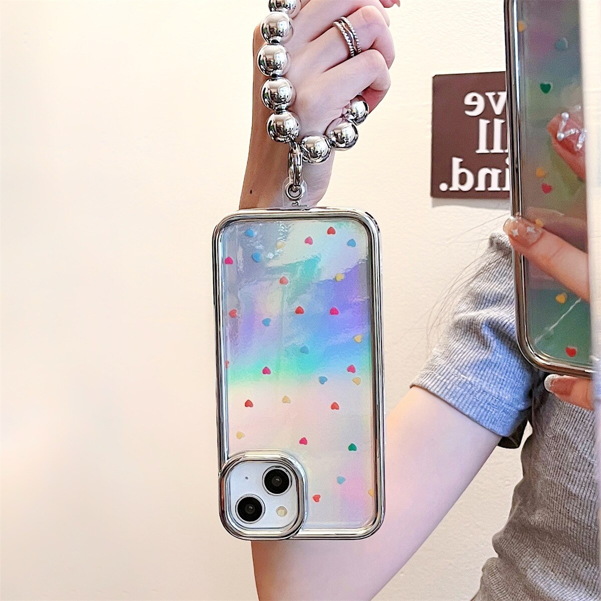 Holo Electroplated Love Heart iPhone Case