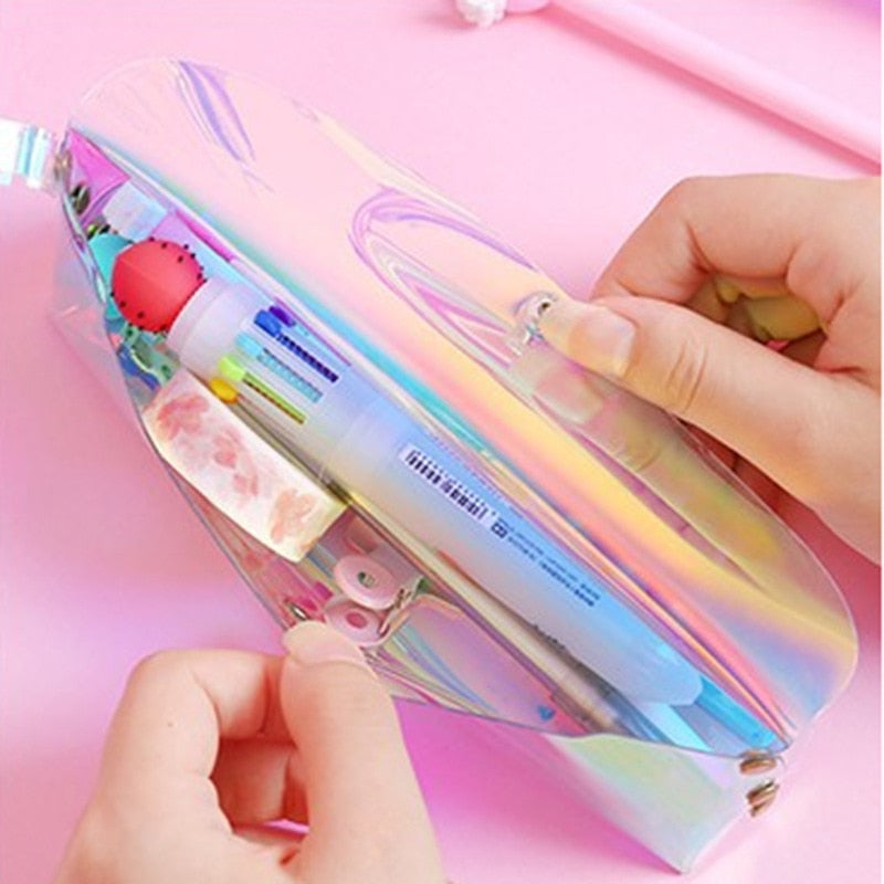 Clear Iridescent Pencil Case