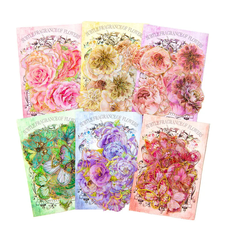 Kawaii Butterfly Flower Holo Stickers