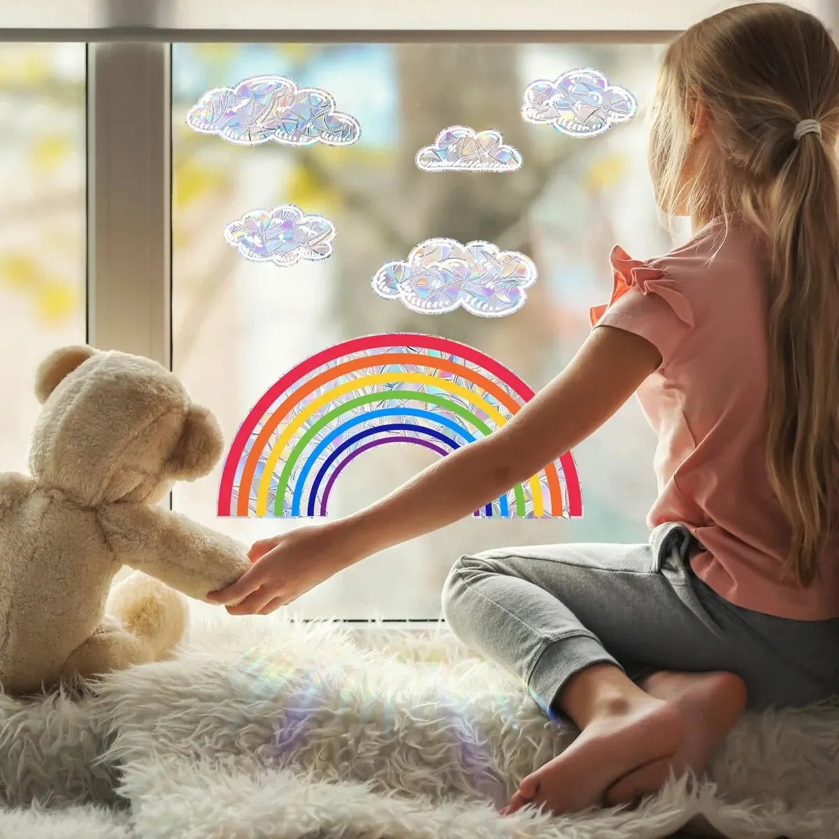 Rainbow Clouds, Sunlight Refraction, Dazzling Glass Decal