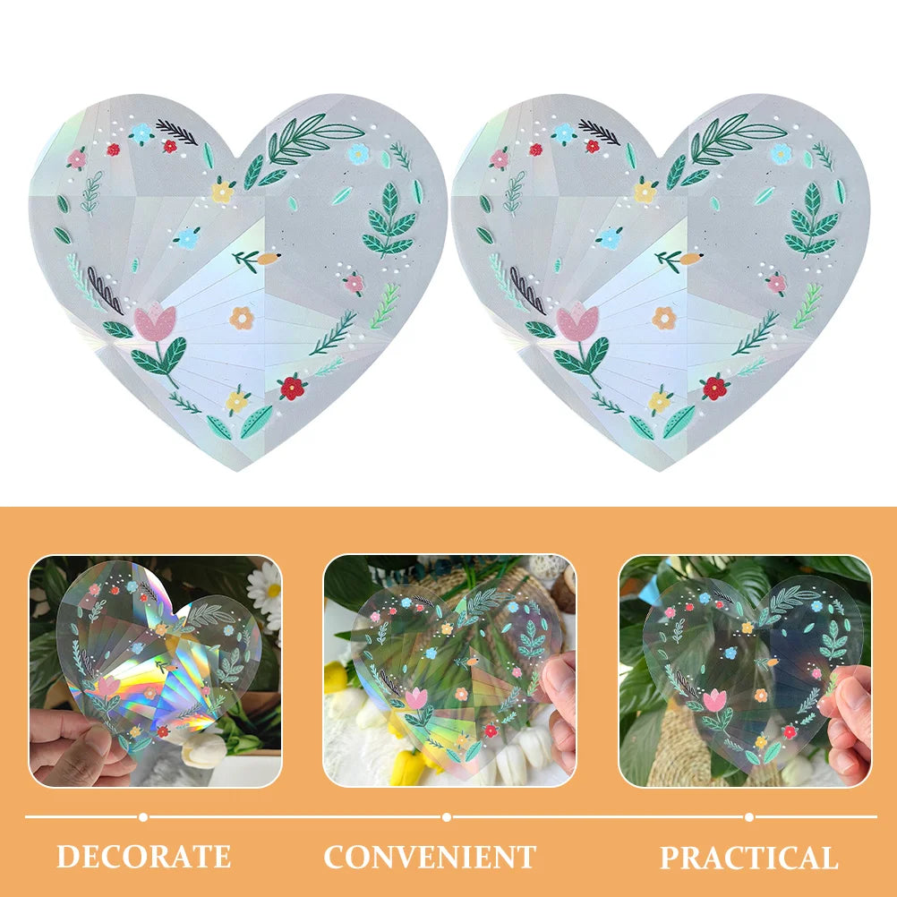 Floral Heart Glass Sun Catcher Prism Sticker