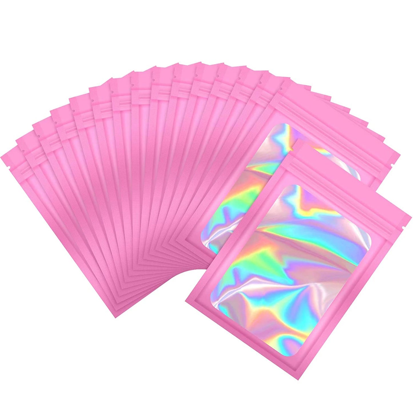 100 Pc Mylar Resealable Holo Pouch Bag