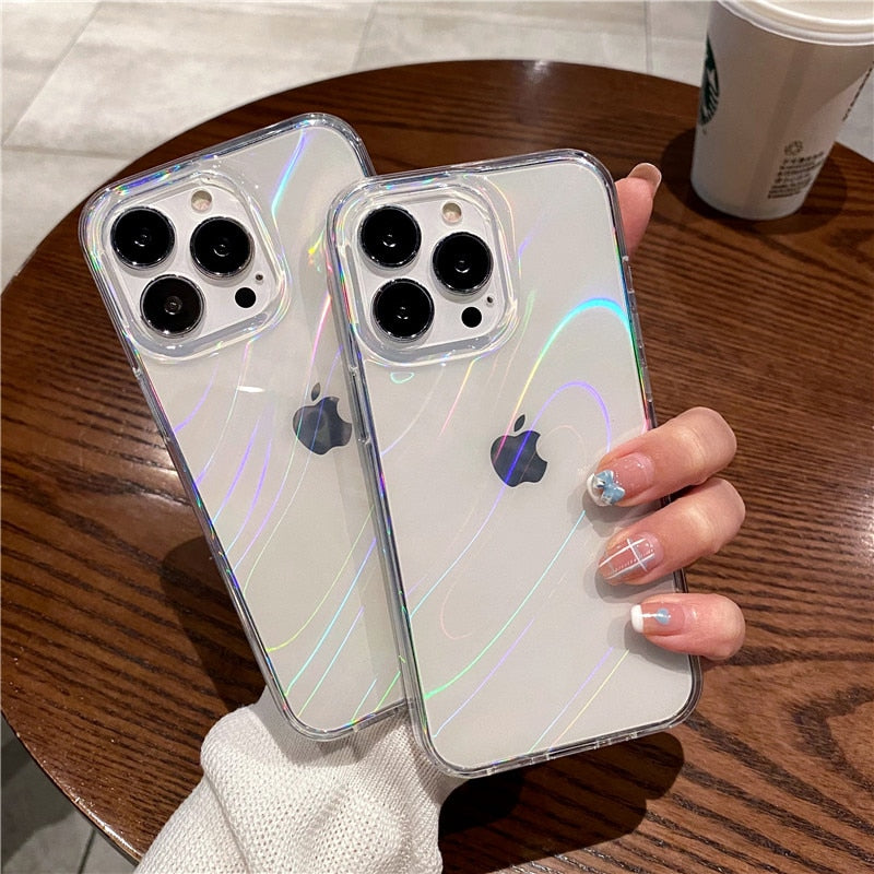 Holographic Aurora Transparent Hard iPhone Case