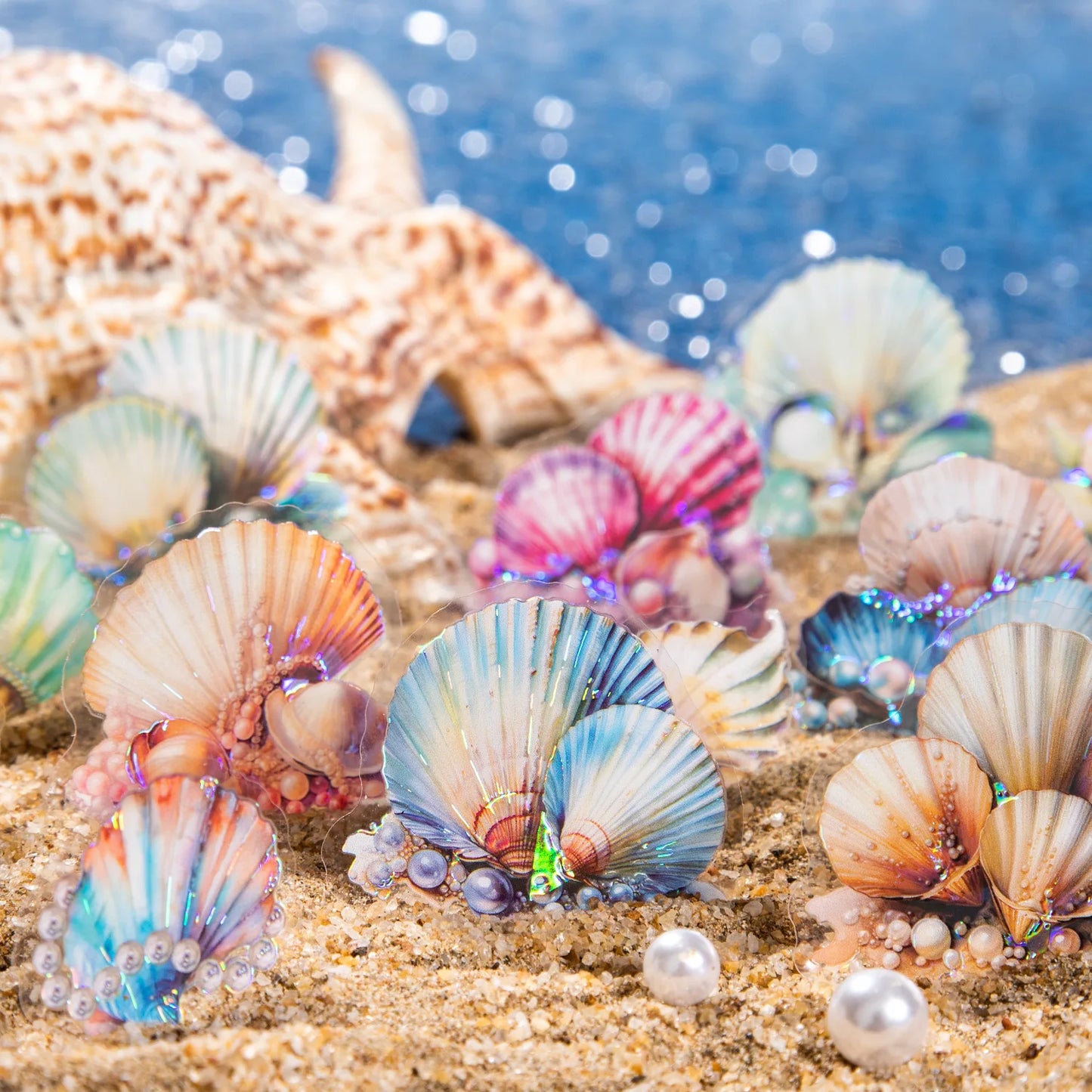 Kawaii Seashell Holo Stickers