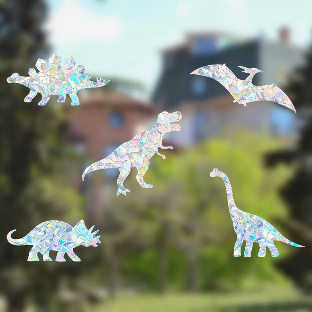 6Pcs Suncatcher Glass Dinosaur Stickers