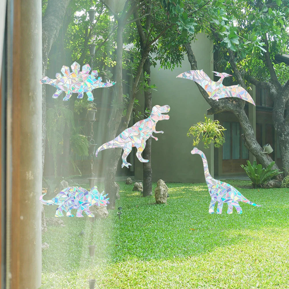 6Pcs Suncatcher Glass Dinosaur Stickers