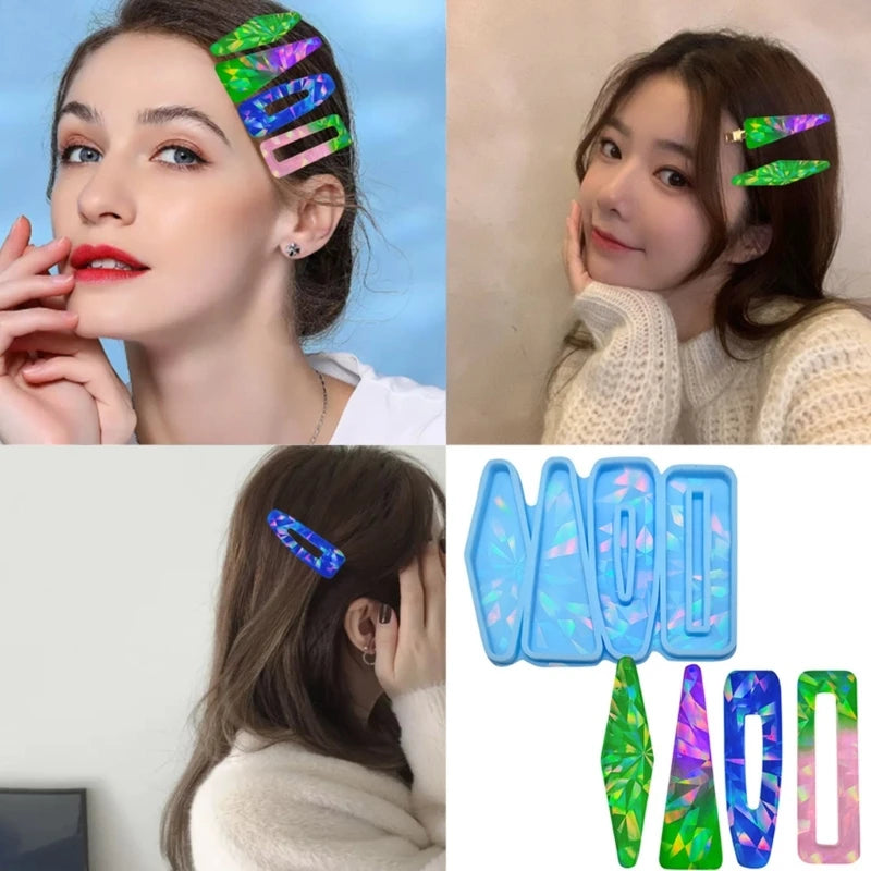 Holographic Barrettes Silicone Molds for Geometric Hair Clips