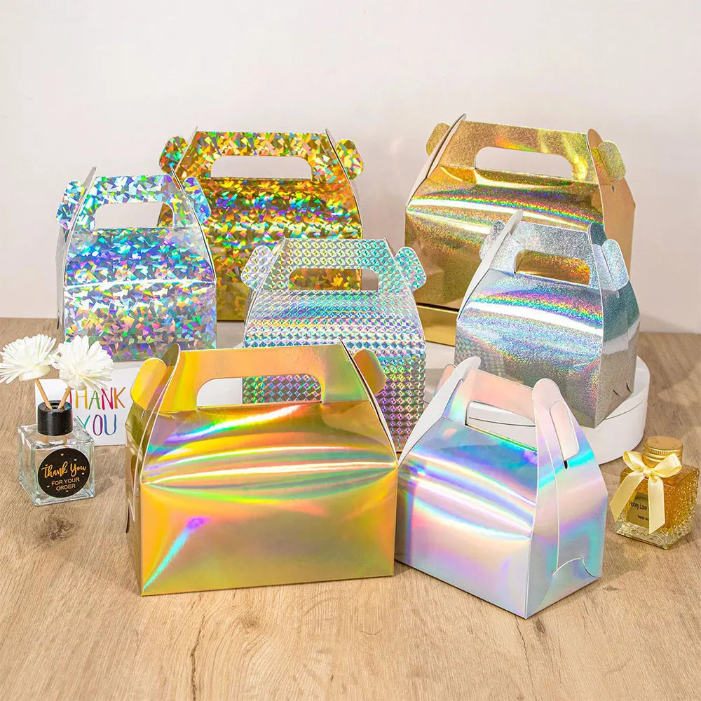 Holographic Cardboard Portable Dessert / Gift Box