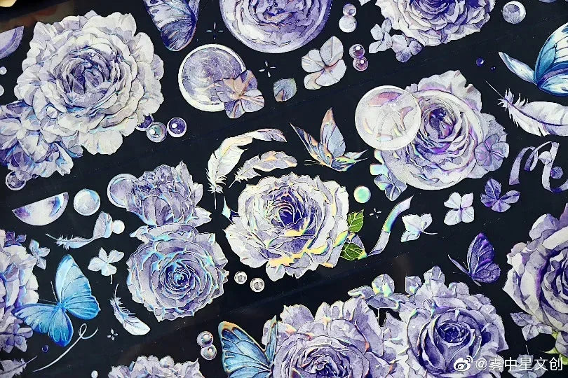 Dark Purple Gabriel Rose Flower PET Washi Tape