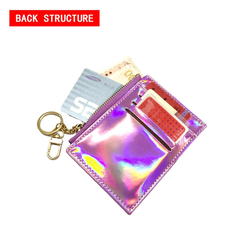 Holo Leather Small Wallet With Coin Pocket