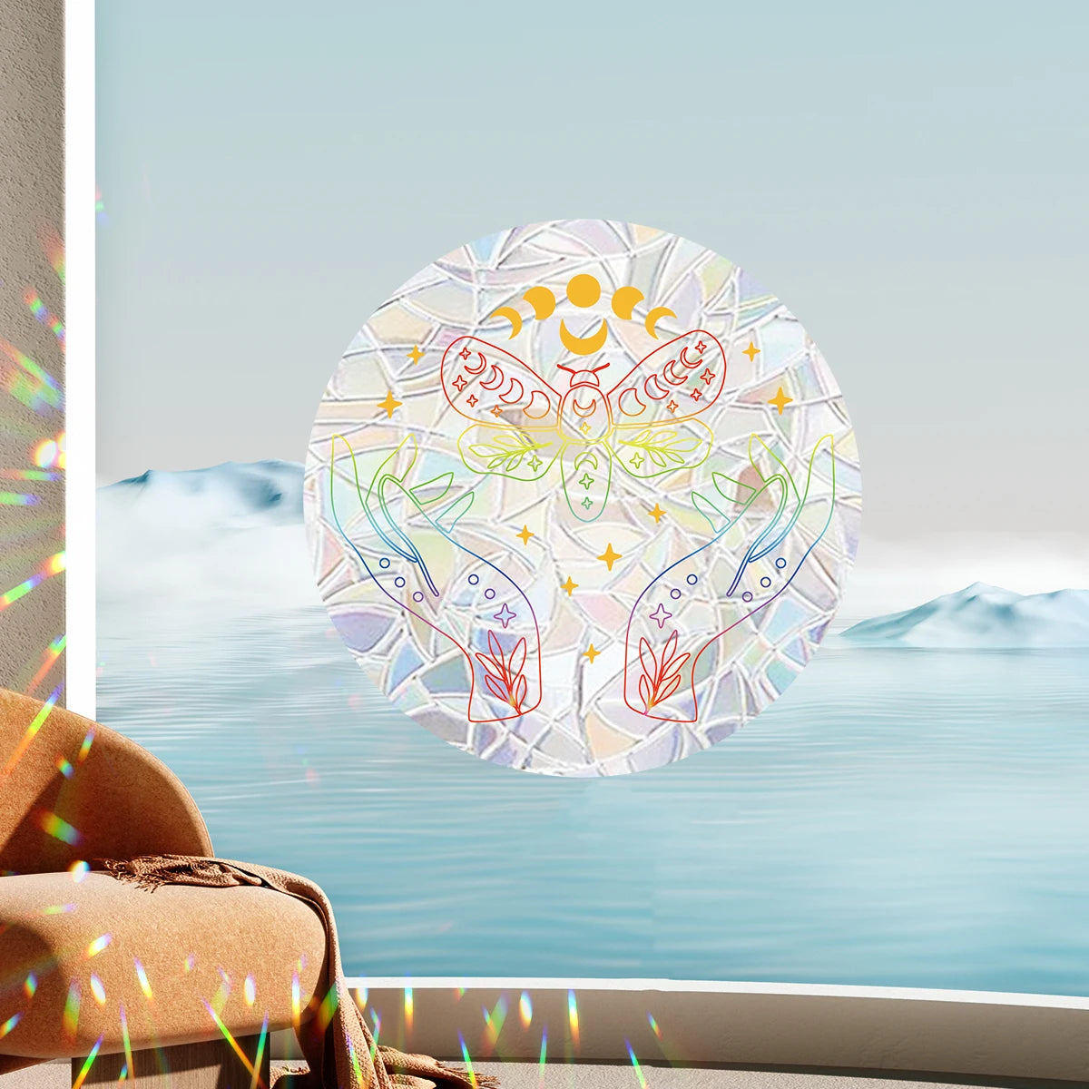 Cartoon Prism Holding Star Decal