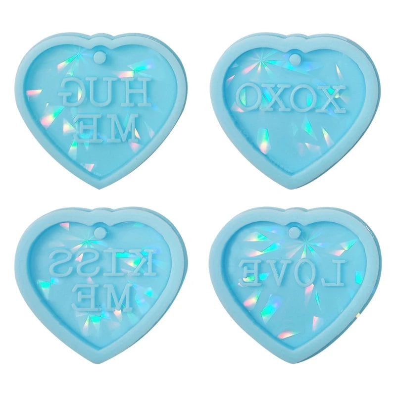 DIY Holographic Heart Cats Paw Bone Charm Silicone Mold