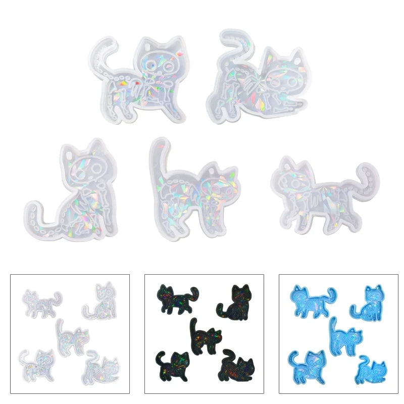 5Pcs/1Pc Cat Shaped Silicone Molds DIY