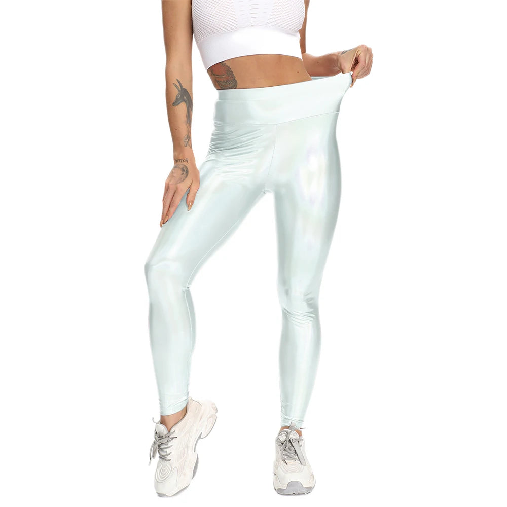 Shiny Laser Stretchy Leggings Women