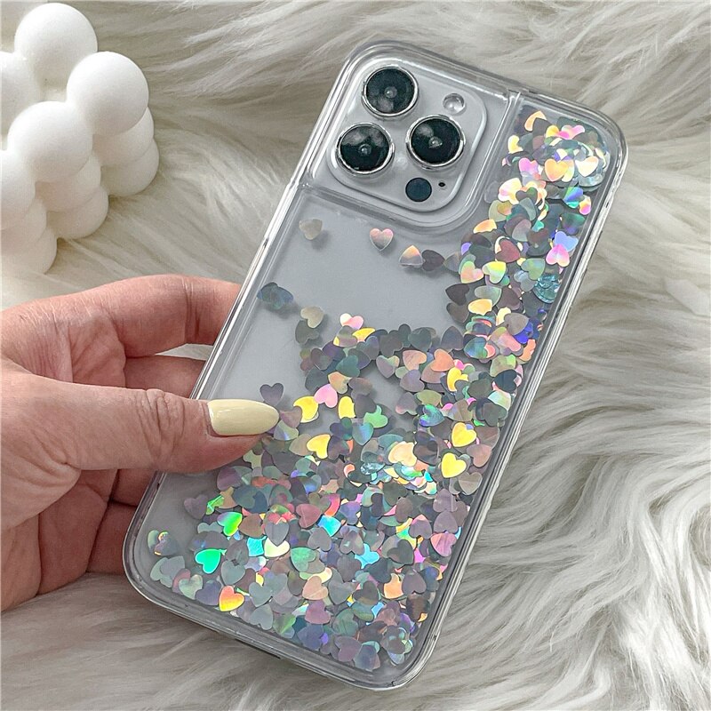 Holo Heart Liquid iPhone Case