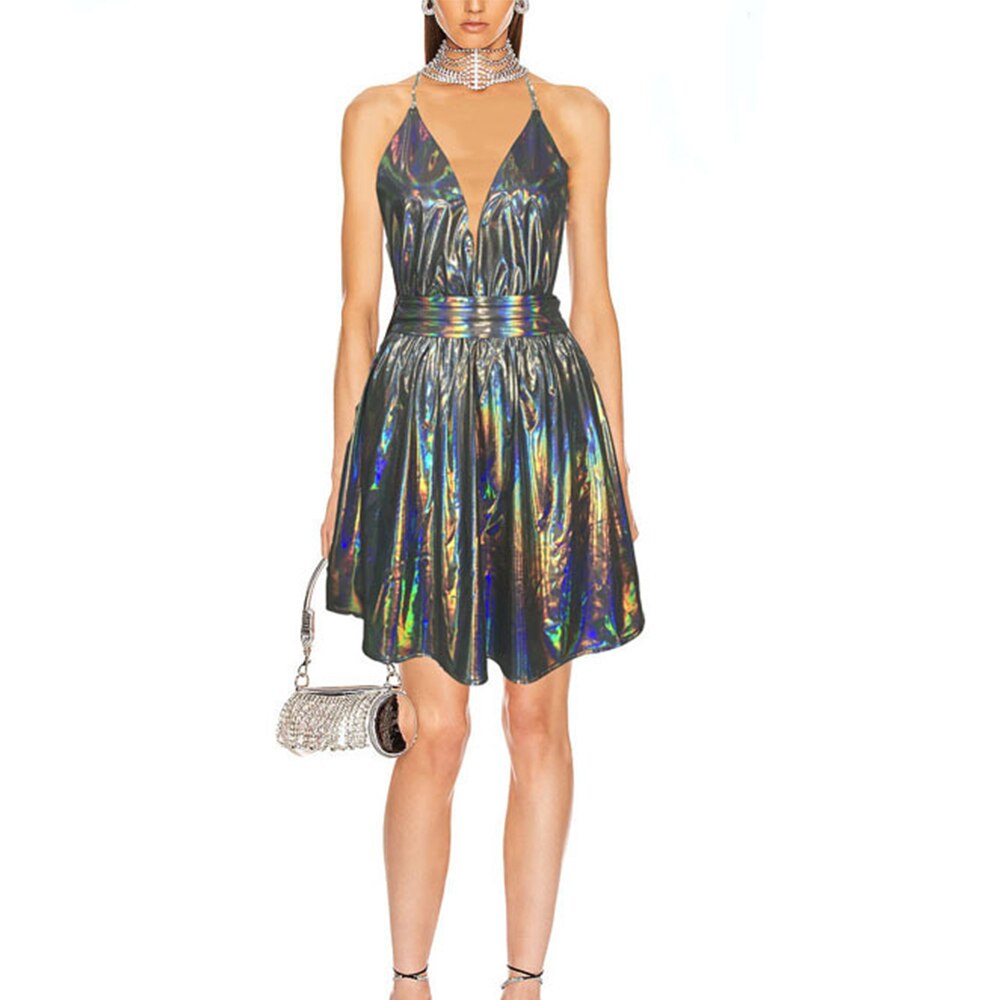 Holographic Backless Dresses