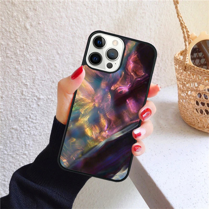 Geode opal iridescent marble Phone Case