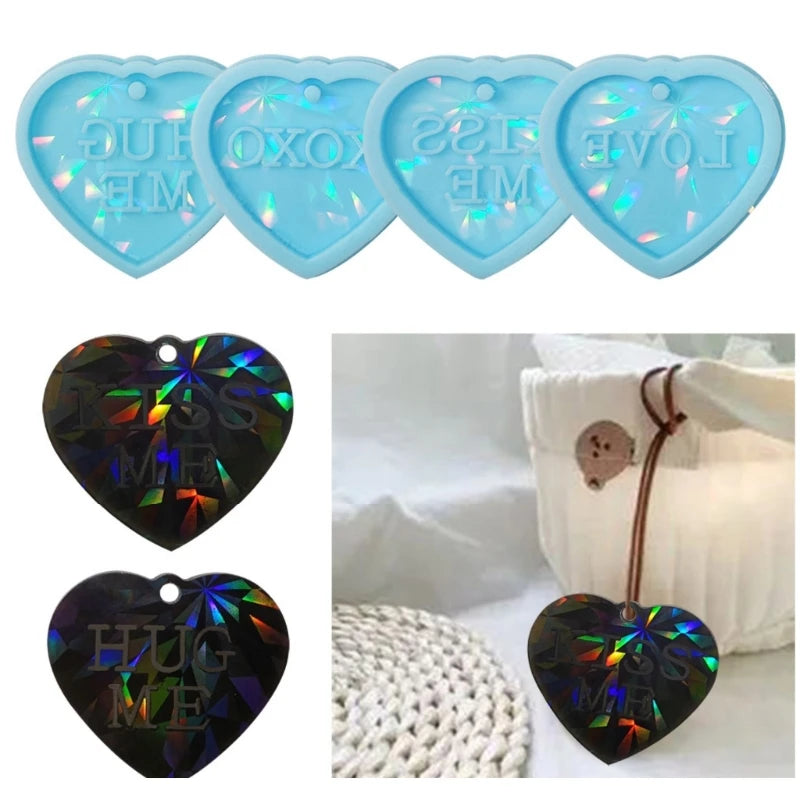 DIY Holographic Heart Cats Paw Bone Charm Silicone Mold