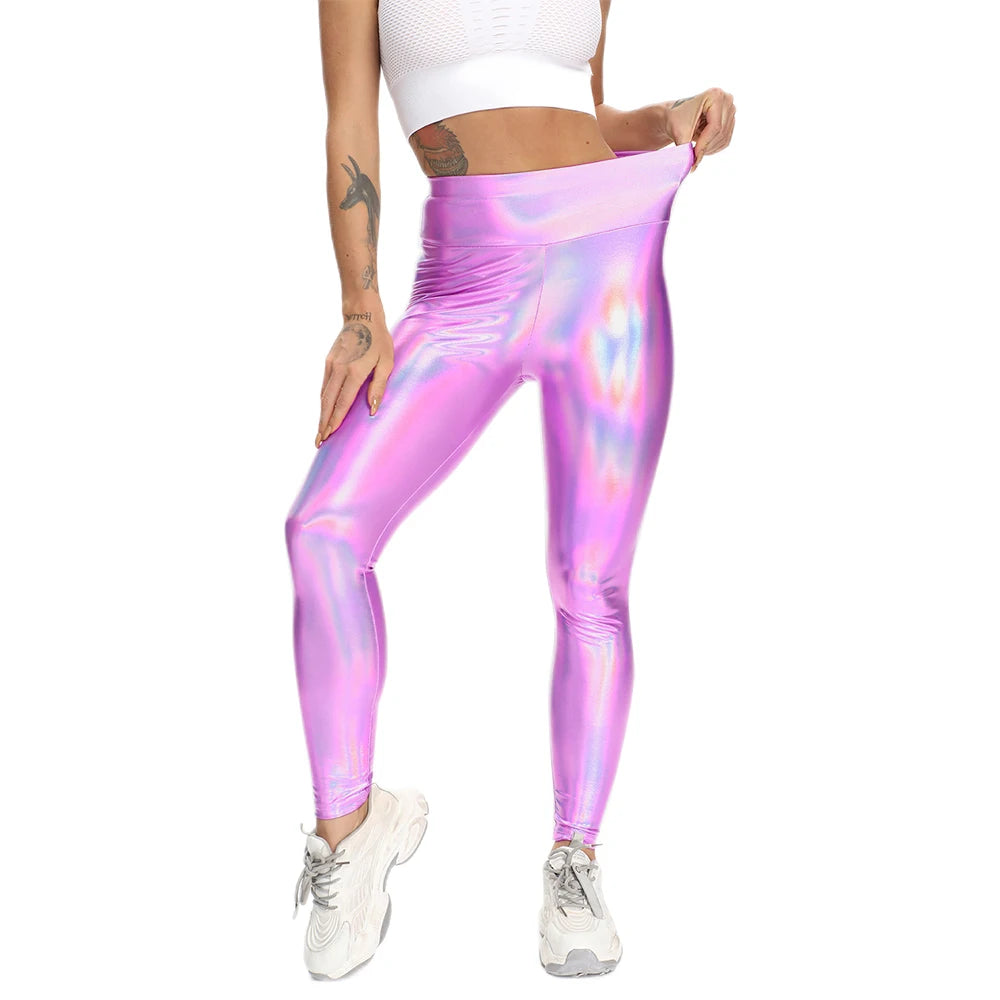 Shiny Laser Stretchy Leggings Women