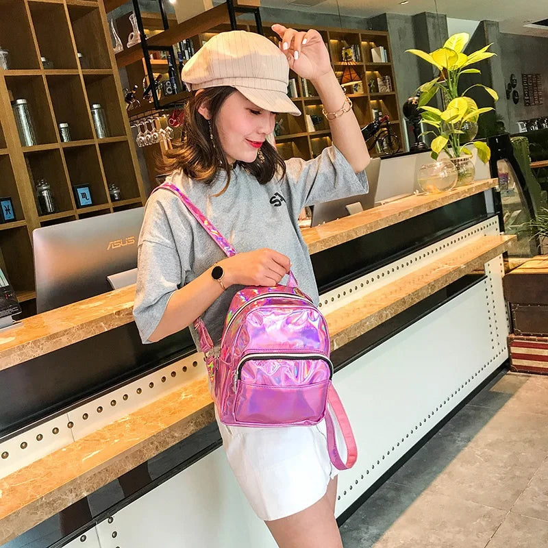 School Mini Travel Holographic Backpack