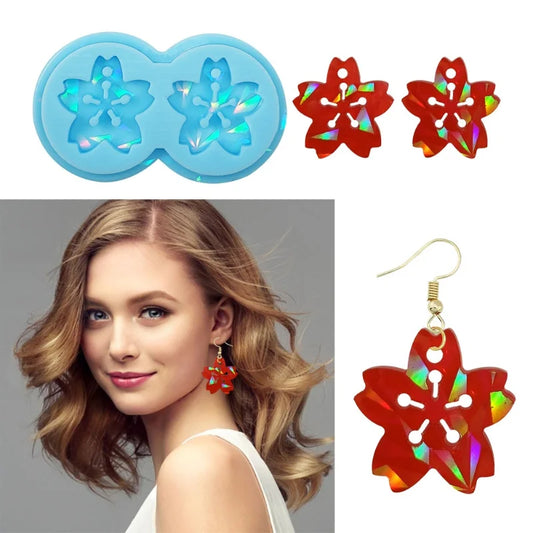 DIY Five Petal Flower Holographic Earrings Silicone Mold