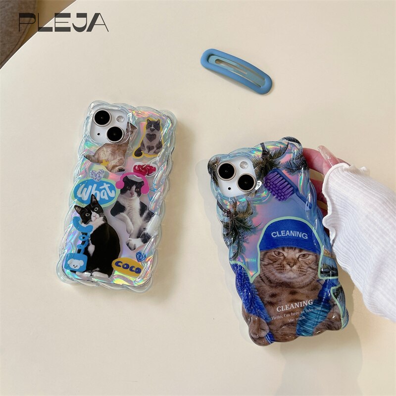 Holo Cute Cat Funny iPhone Case