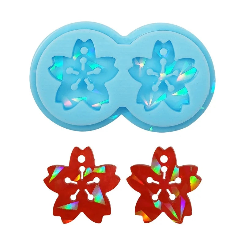 DIY Five Petal Flower Holographic Earrings Silicone Mold