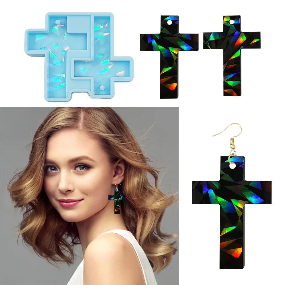 Holo Cross Earring Silicone Mold DIY