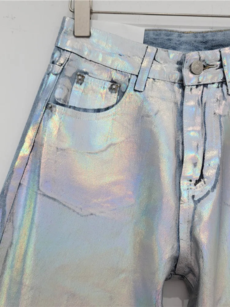 Holo Coating Denim Pants