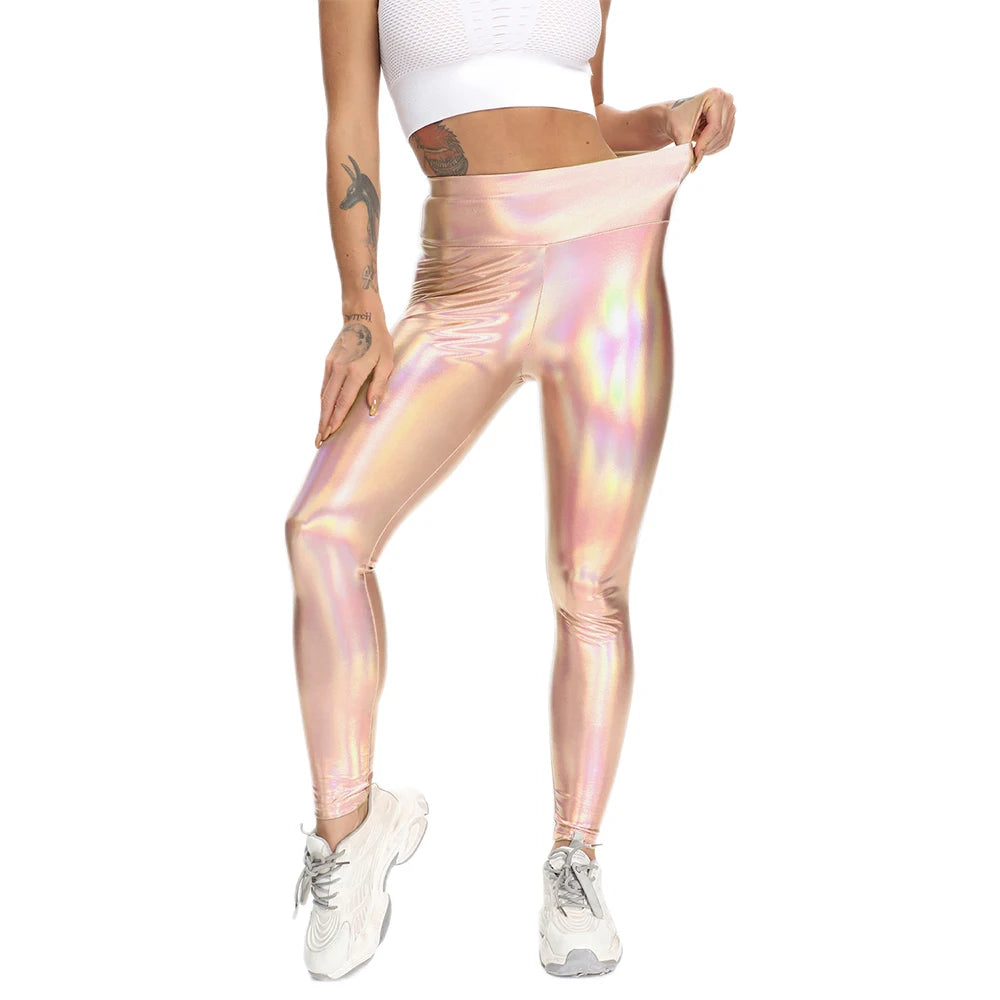 Shiny Holo Stretchy High Waist Leggings